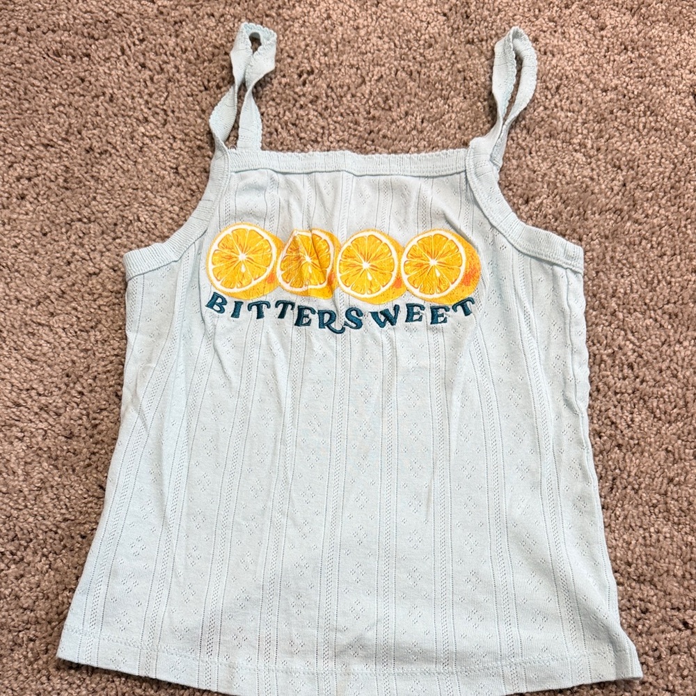 Pretty Rebellious White Tank Top with Lemon Design